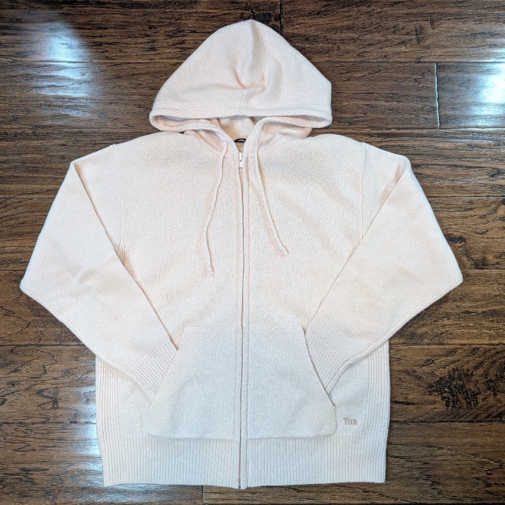 TNA Cashwool Relaxed Zip Hoodie in Baby Pink Size 2XS